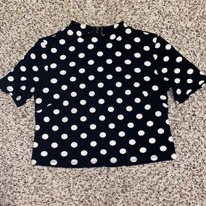 Polka Dot Crop Top (Black with White Dots).